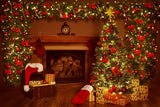 Warm Christmas Trees Fireplace Decorations Photo Studio Backdrop