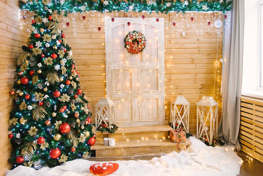 Christmas LightsTree Wreath Door Decorations  Backdrop 