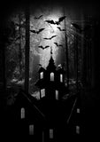 Halloween Spooky Night Moon Castle Bats Photography Backdro