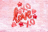 Valentine Pink Brick Wall Love Red Balloons Backdrop