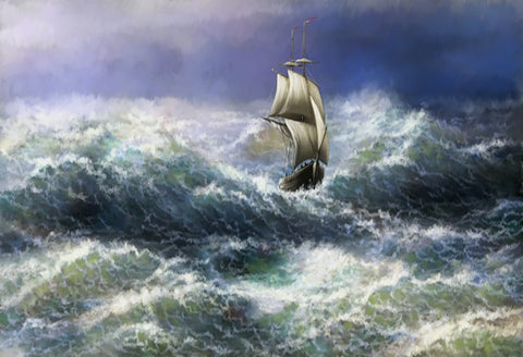 Sailboat Storm Sea Photo Backdrop
