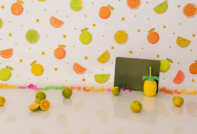 Cartoon Orange Lemon Juice Backdrop for Kid Photography