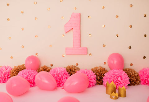 1. Geburtstags-Rosa-Ballon-Hintergrund für Baby-Fotografie SH-940