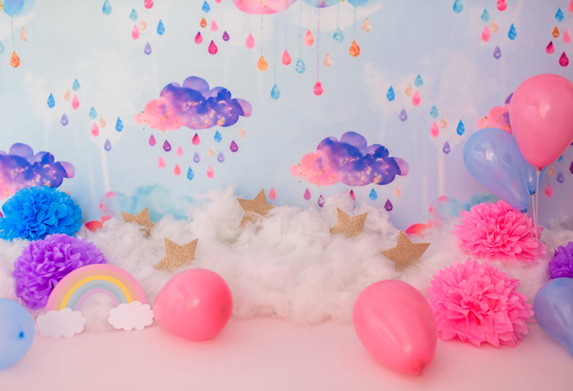 Rain Drop Balloons Children  Backdrop for Shoots