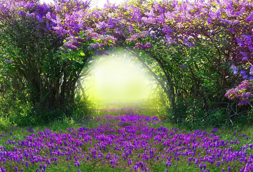 Magic Spring Forest Purple Flowers Backdops For Photography
