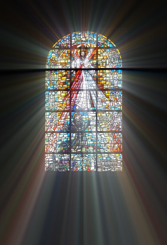 Biblischer Buntglas-Lichtstrahl-religiöser Hintergrund SH-986