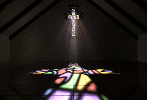 Kirchenkruzifix-Buntglas-Fenster-Hintergrund SH-990