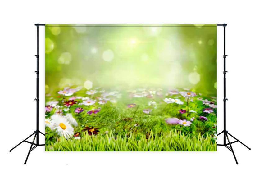 Spring Scenery Colorful Flowers Green Backdrop for Photography SH204