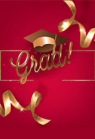 Red Graduation Backdrop School Party Banner for Photo Booth  SH-268