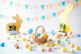 Easter Many Colorful Eggs Bunnies Backdrop for Photography SH602
