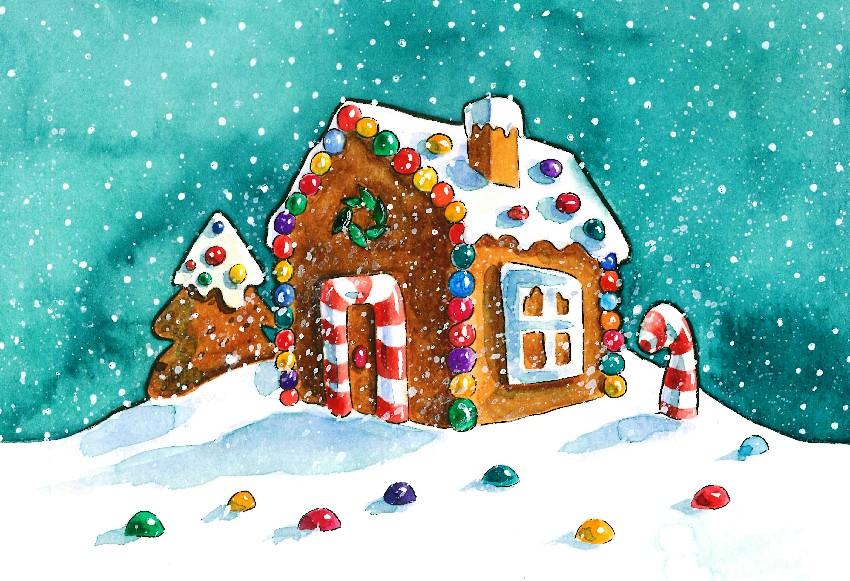 Christmas Gingerbread House Winter Photo Booth Backdrop