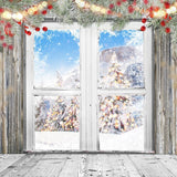 Window Snow Scenery Christmas Backdrops for Photography DBD-19327