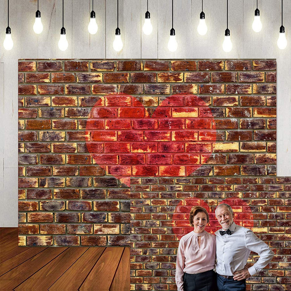 Valentinstag Liebe Herz Fotografie Hintergrund Retro Red Brick Wall VAT-39