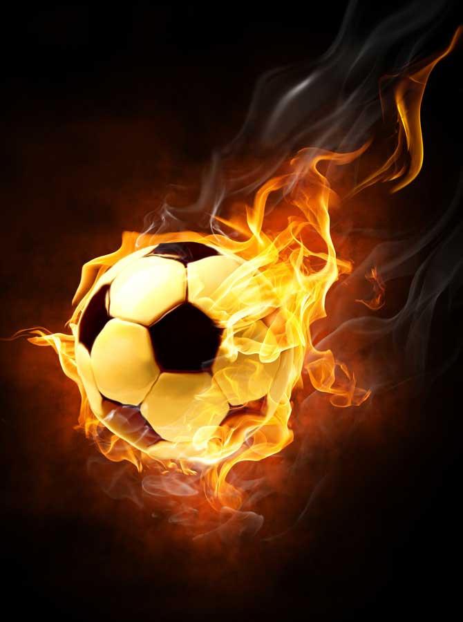Football in Flames Sports Photography Background