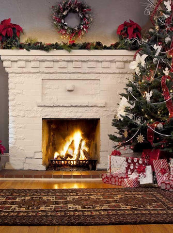 Christmas Tree Fireplace Wreath Gift Box Backdrop for Decor Photography KAT-168