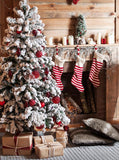 Christmas Tree Fireplace Decoration Backdrop For Photo Shoot