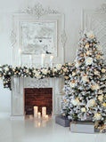 White Room Christmas Tree Fireplace Decoration Backdrop KAT-88