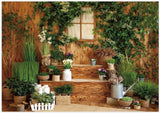 Spring Yard Patio of a Wooden House With Green Plants Backdrop  GC-200
