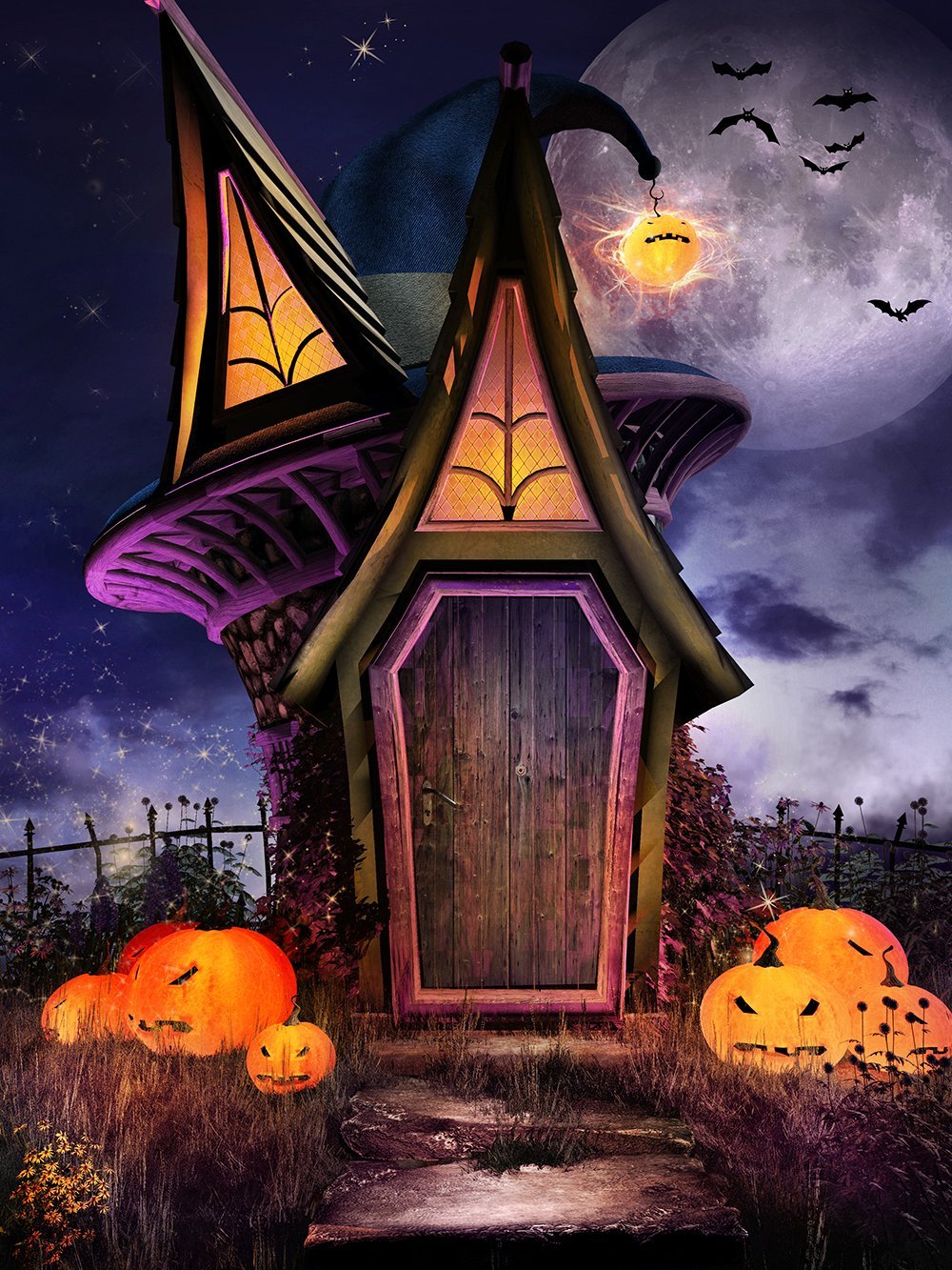 Festival Backdrops Halloween Backdrops  Weird Wizard House IBD-P19033