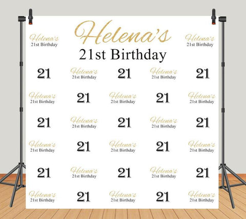 21. Geburtstagshintergründe Personalisieren Sie Gold-Geburtstagsbanner Benutzerdefinierten Schritt und wiederholen Sie Fotokabine-Hintergrund DBD18