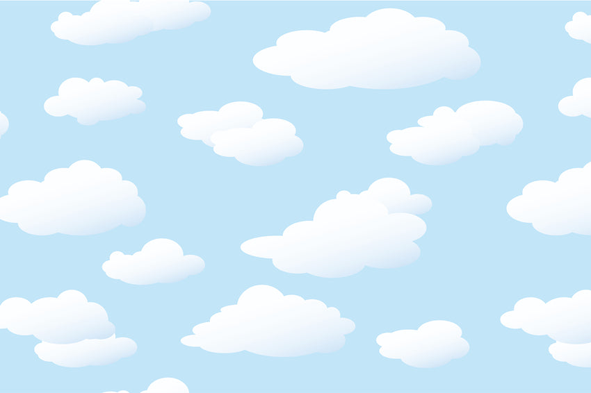 Blauer Himmel weiße Wolken Cartoon Hintergrund für Kinderfotografie lv-1094