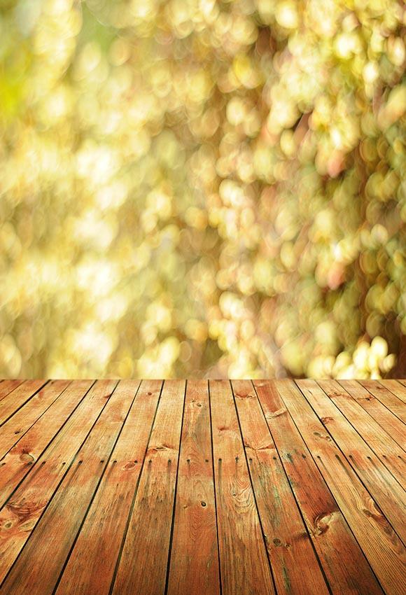 Bokeh Blurry Spots Shinning Wood Floor Photography Backdrop LV-1476