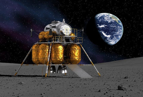 Space Lander Earth Planet Moon 3D Backdrop for Photography