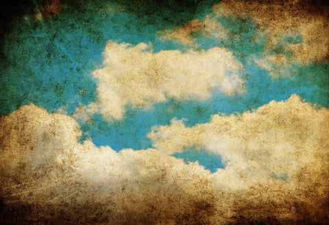Vintage Oil Painting Blue Sky White Clouds Backdrop for Photo Shoot