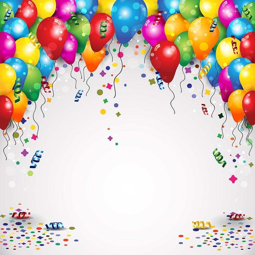 Colorful Balloons Ribbon Happy Birthday Backdrop for Photography