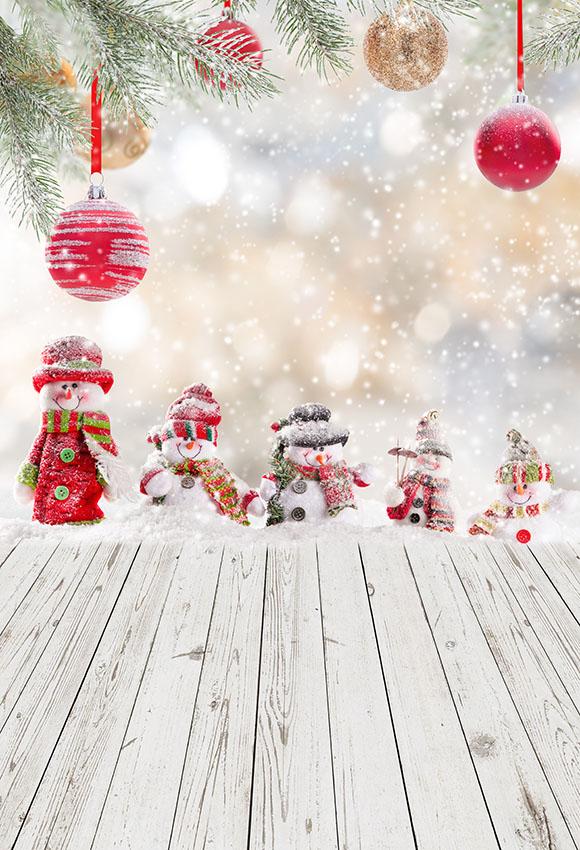 Schneemänner Bokeh Schneeflocke Weihnachten Foto Hintergrund LV-867