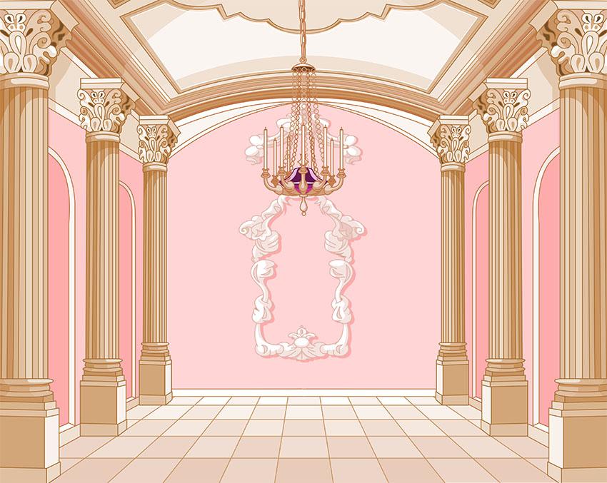 Palace Pink Wall Castle Droplight Photo Booth Backdrop LV-939