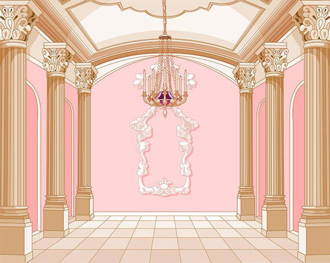 Palace Pink Wall Castle Droplight Photo Booth Backdrop LV-939
